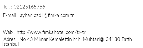 Fimka Hotel telefon numaralar, faks, e-mail, posta adresi ve iletiim bilgileri